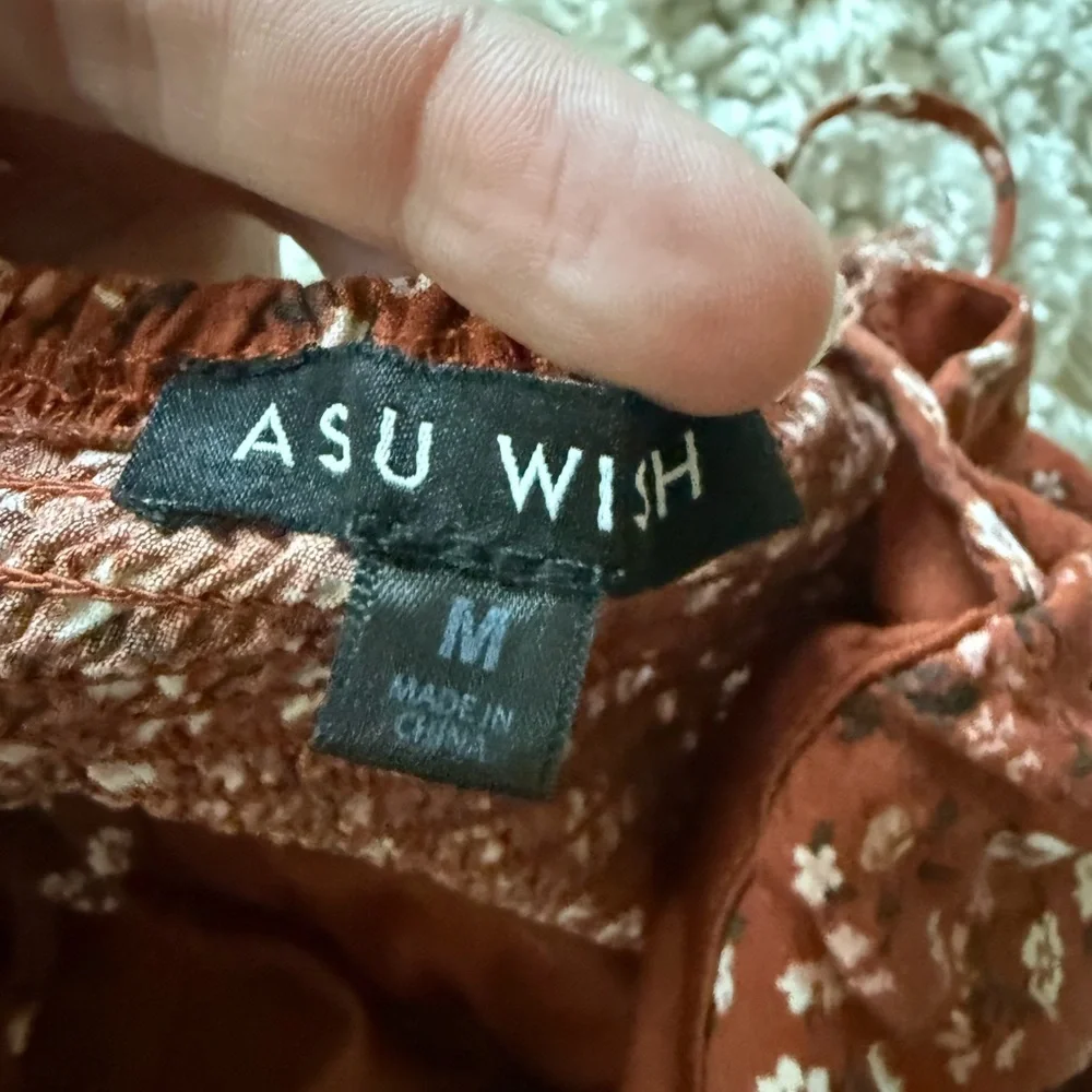 As U Wish Rust Floral Garment jumper jumpsuit fall farmhouse style - Picture 5 of 7